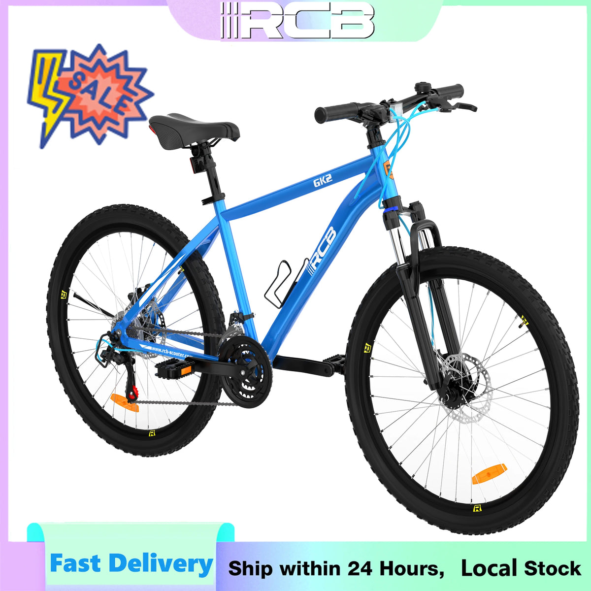 Rcb Gk2 Vtt Mountain Bike Adult 12+ Years Old 26 Inch 21 Speed Aluminum Frame Front Suspension Disc Brake Max Load 150kg 85% Pre-Asse
