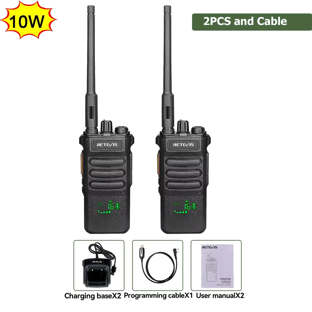 Retevis RT86 Walkie Talkie Professional Two Way Radio Long Range Type-C Communication Radio for Outdoor Business Farm