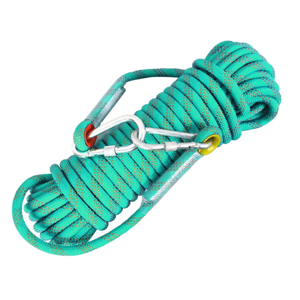 10mm Climbing Rope 10M/20M/30M Double Hook Durable Outdoor Rock High Strength Static Survival Emergency Fire Rescue Safety Rope