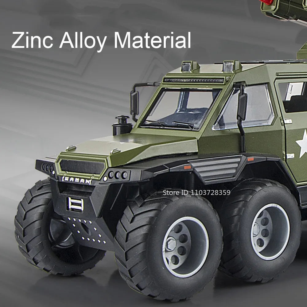 1:24 Scale Avtoros Shaman Police Car Model Toys Alloy Diecast Off-road Vehicle Sound Light Doors Opened Pull Back for Kids Gifts