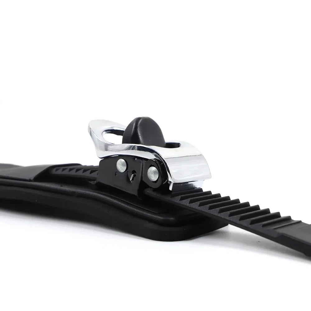 Adjustable Ski Strap Binding Attachment for Multiple Occasions With Ratchet Tongue Ladder to Secure Shoelaces