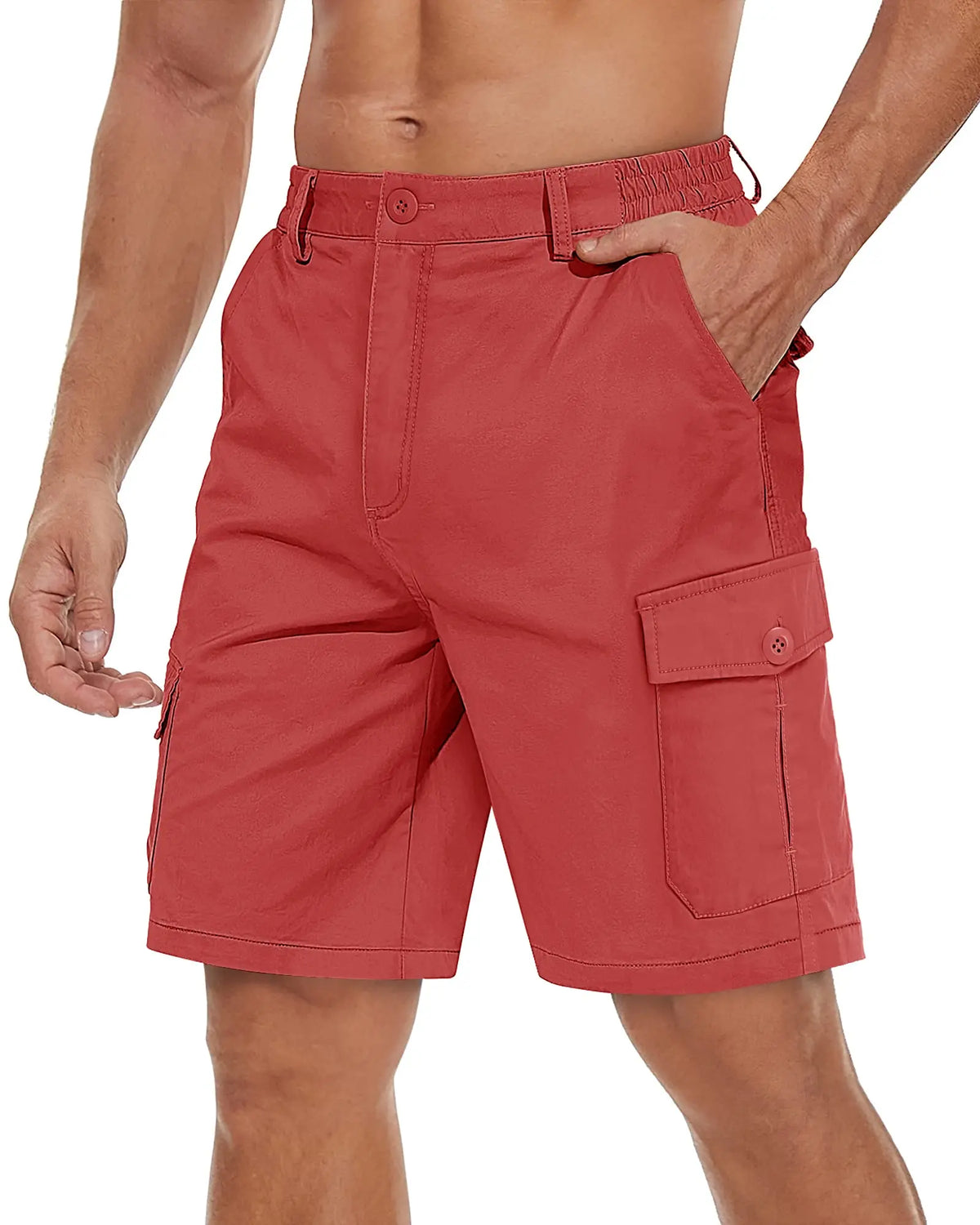 TACVASEN Summer Breathable Cotton Cargo Shorts Mens Casual Multi-pockets Twill Work Shorts Hiking Camping Short Pants Outdoor