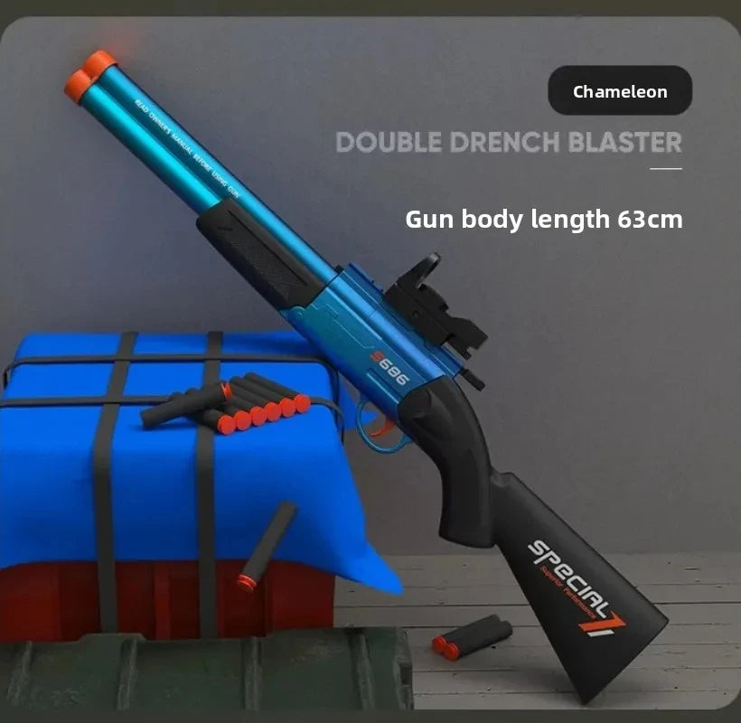 Double Barreled Airsoft Rifle S686 Toy Gun with Dual Soft Bullets for Outdoor Sports Games Gift for Kids