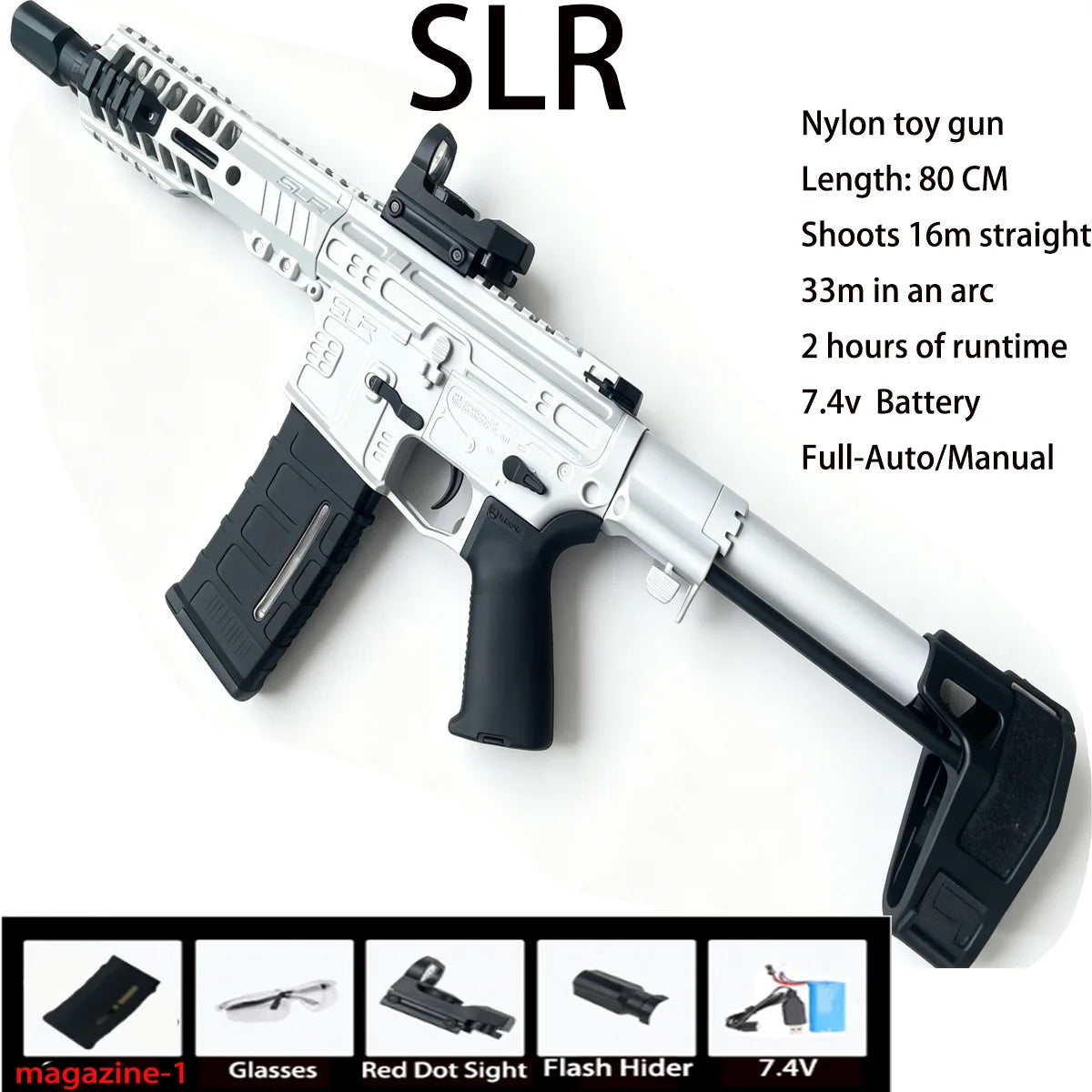 Durable Nylon Material Full Auto Gel Ball Blaster SLR Large Size High Capacity Outdoor Shooting Game Toy for Teens and Adults