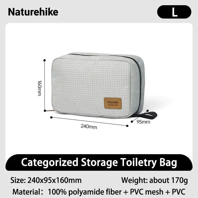 Naturehike SN03 Travel Hanging Toiletry Bag Water-proof Cosmetic Storage Bag PVC Wet Dry Separated Bag  Camping Hiking Wash Bag