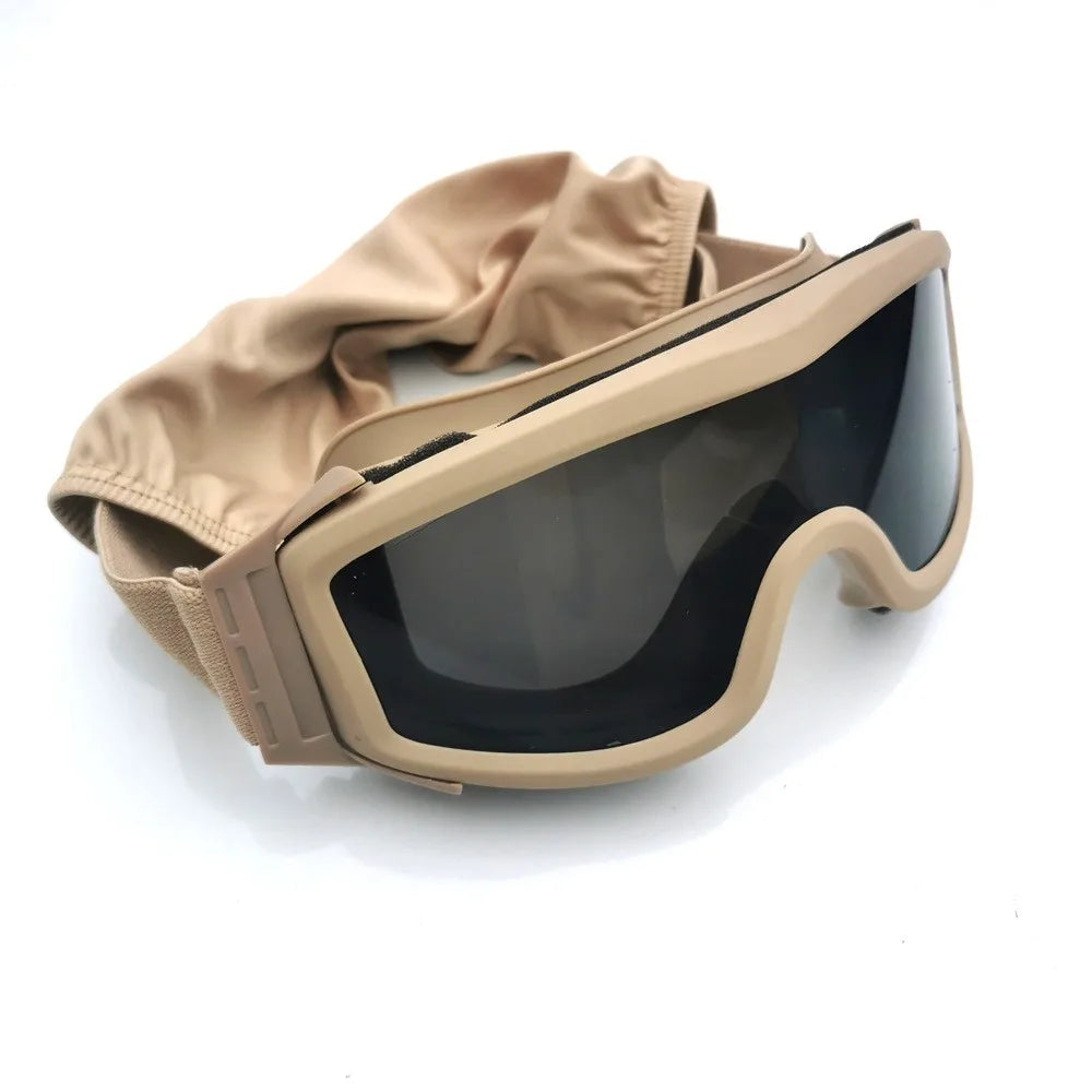 Military Tactical Goggles Windproof Airsoft Paintball Glasses Men's Women War Game Glasses Camping Hiking Sand Prevention UV400