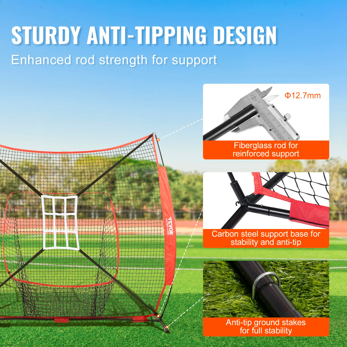 SucceBuy 7ft x 7ft Portable Baseball Softball Practice Training Net for Hitting Catching Pitching with Carry Bag Ball Collector