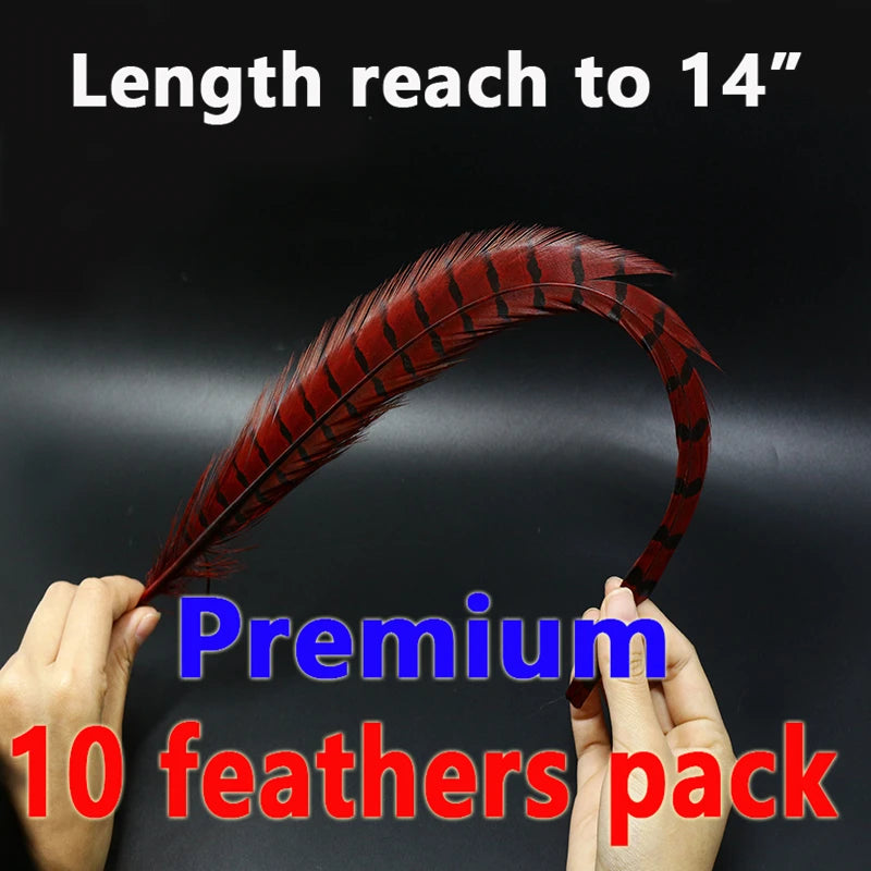 10 Feathers Pack Ringneck Pheasant Tail Feathers 14 Inches Long Male Pheasant Feather Nymph Wingcase Tail Fly Tying Mateerials