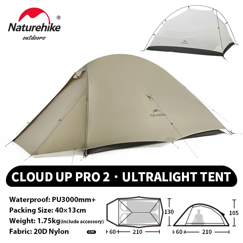 Naturehike Cloud Up 1 2 3 Person Camping Tent Ultralight Waterproof Trekking Tents Hiking Backpacking Shelter Tent Travel Tent