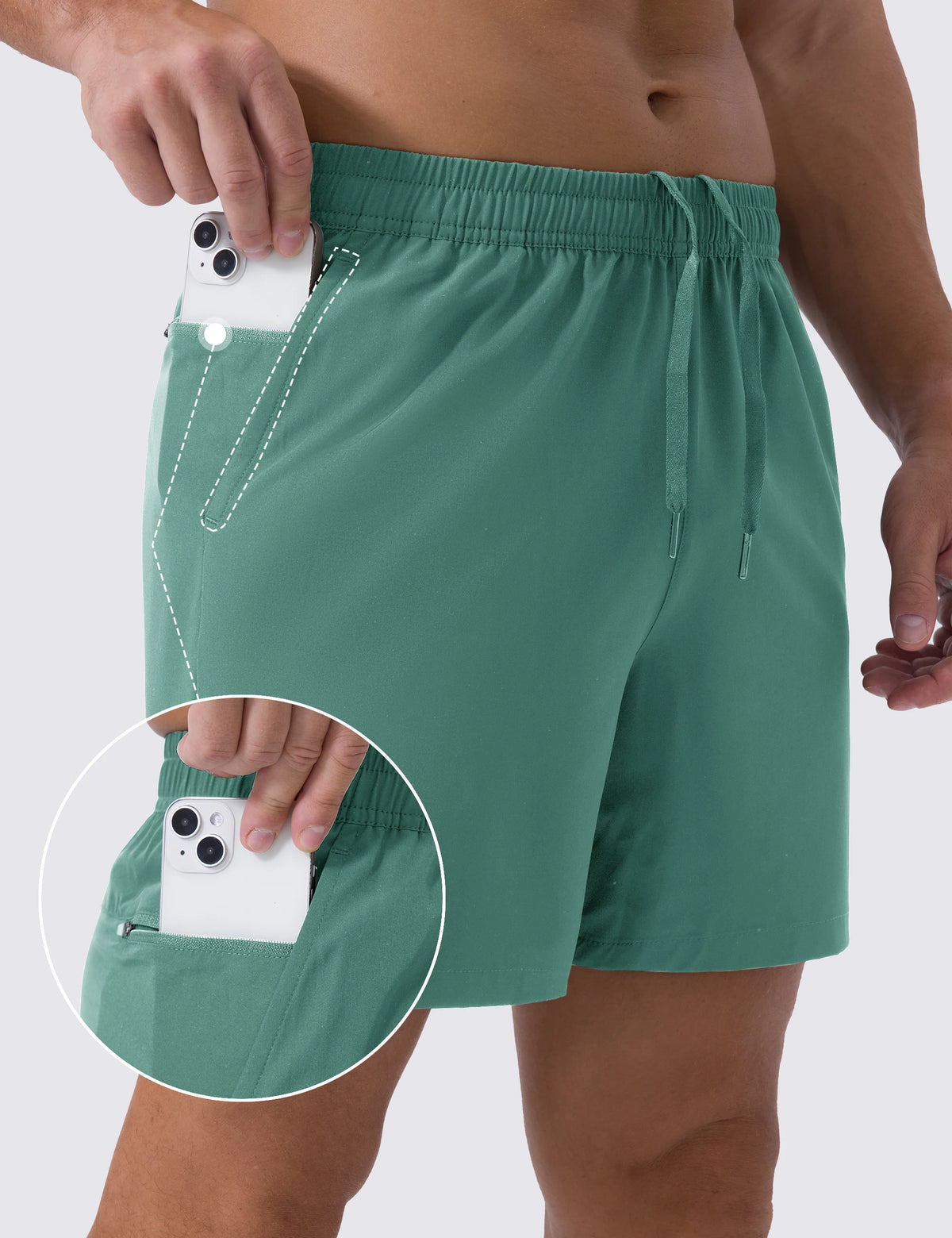 TACVASEN Waterproof Running Shorts with Zipper Pockets Mens Quick Dry Lightweight Workout Shorts Gym Athletic Sport Split Hem