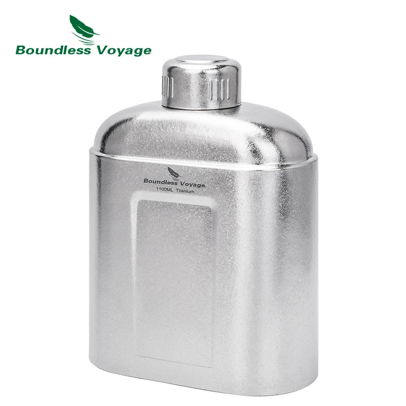 Boundless Voyage Titanium Bottle with Carry Bag 1.1L Open Flame Heating Canteen Camping Leakproof Drinkware for Hiking Ti3012D