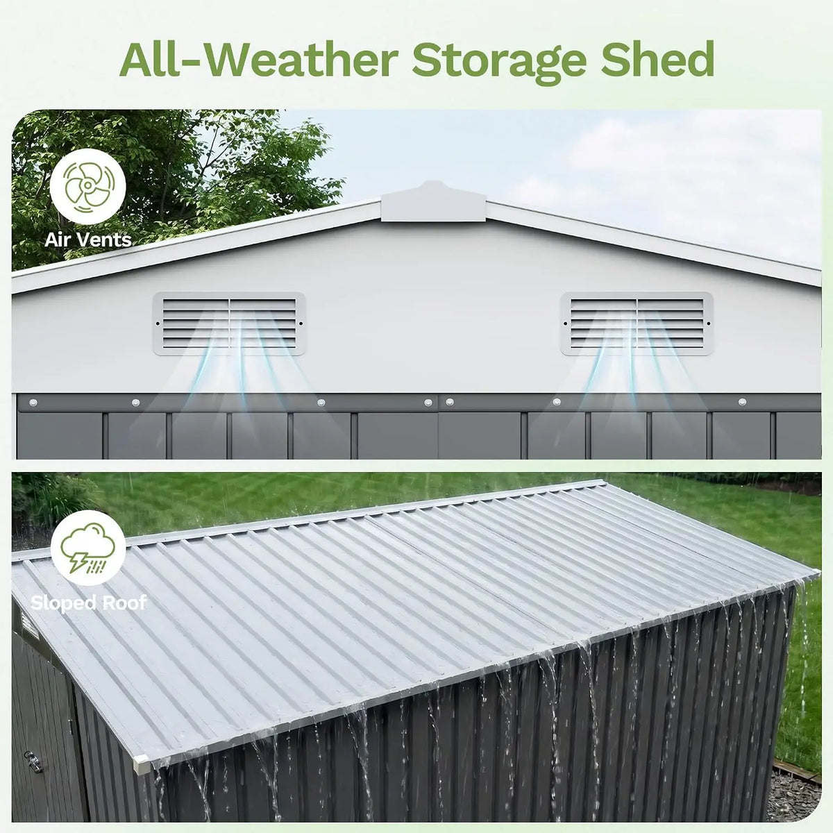 10x12 FT Outdoor Storage Shed, Gray, Custom