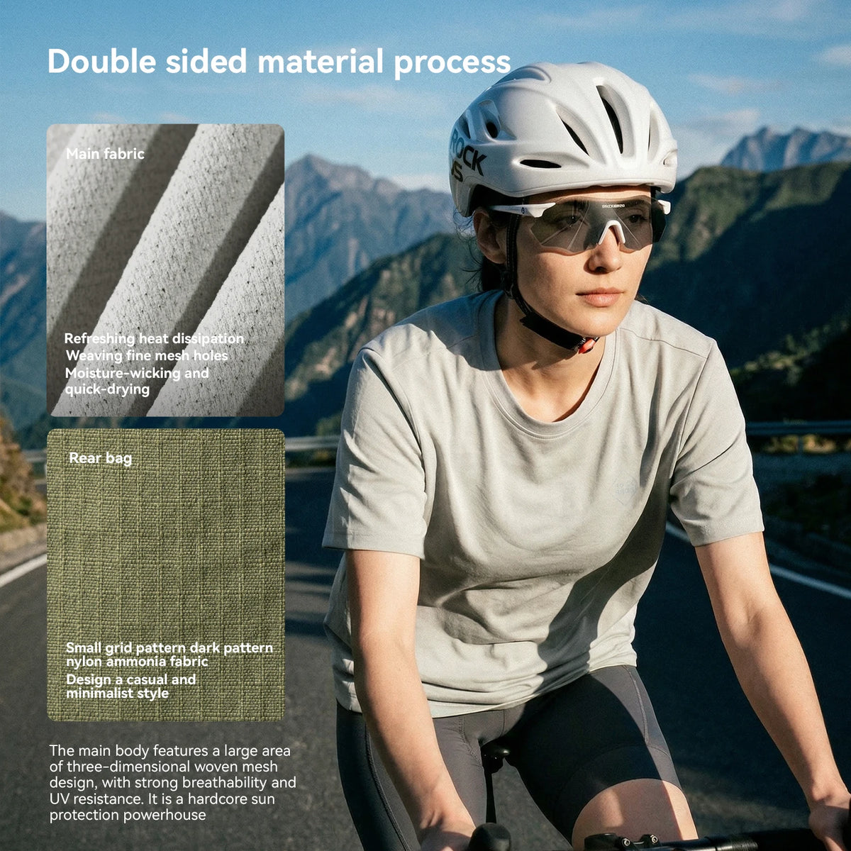 ROCKBROS Cycling Short Sleeve Lightweight Breathable Casual Unisex Bike T-Shirt with Multi Pockets UV Protection Bike Jersey