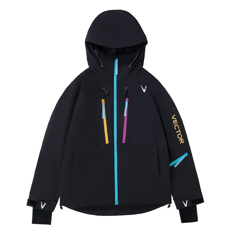 VECTOR Men and Women Cotton Contrast Skiing Top Waterproof and Durable Warm Snowboard Ski Double Board Single Board Outdoors