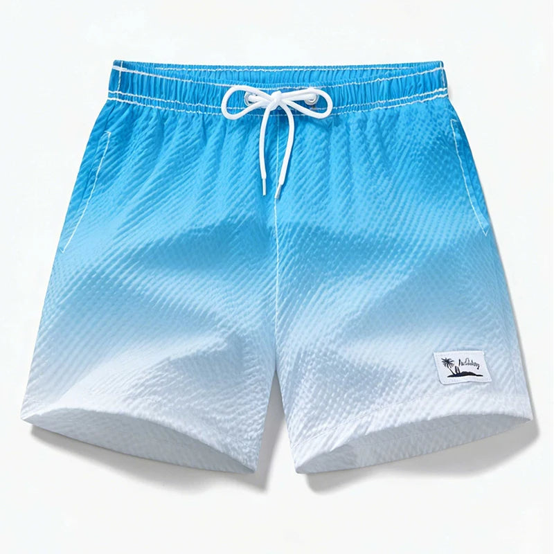 Men's Seersucker Beach Shorts with Mesh Liner Summer Casual Board Shorts with Pockets Quick Dry Swimwear Swimsuit Swim Trunks