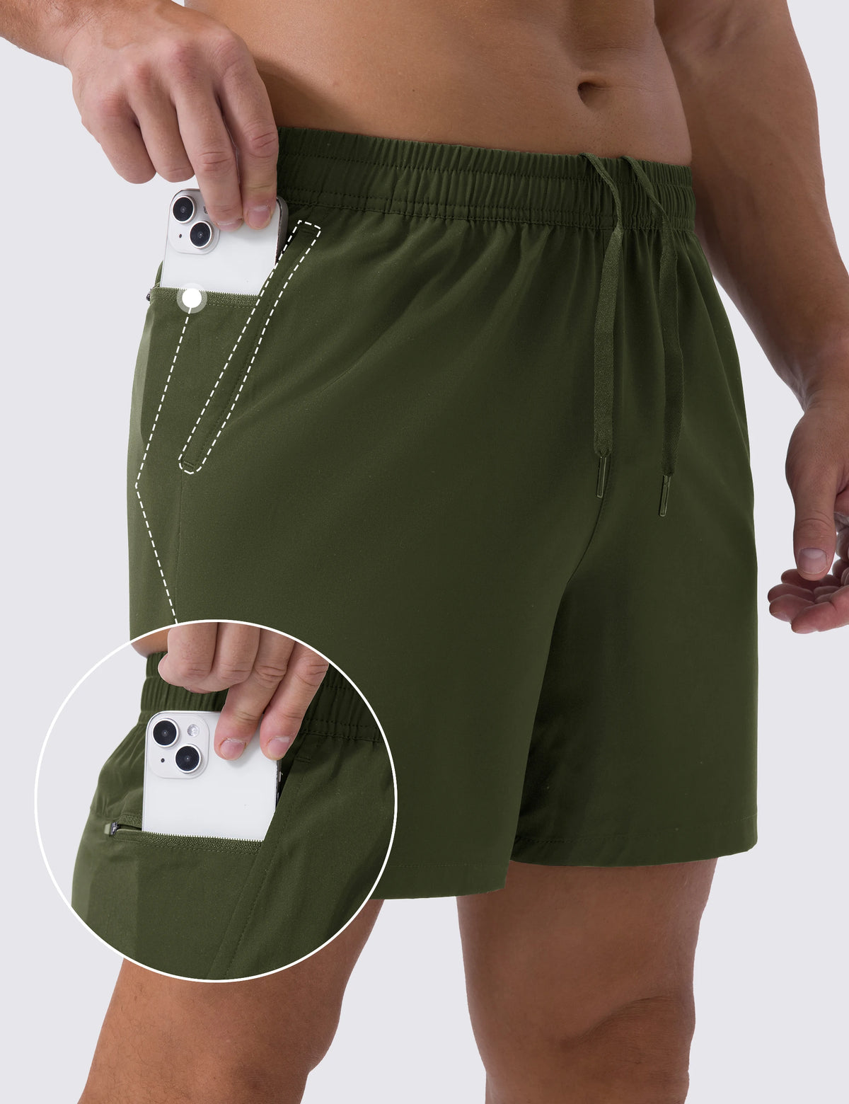 TACVASEN Waterproof Running Shorts with Zipper Pockets Mens Quick Dry Lightweight Workout Shorts Gym Athletic Sport Split Hem