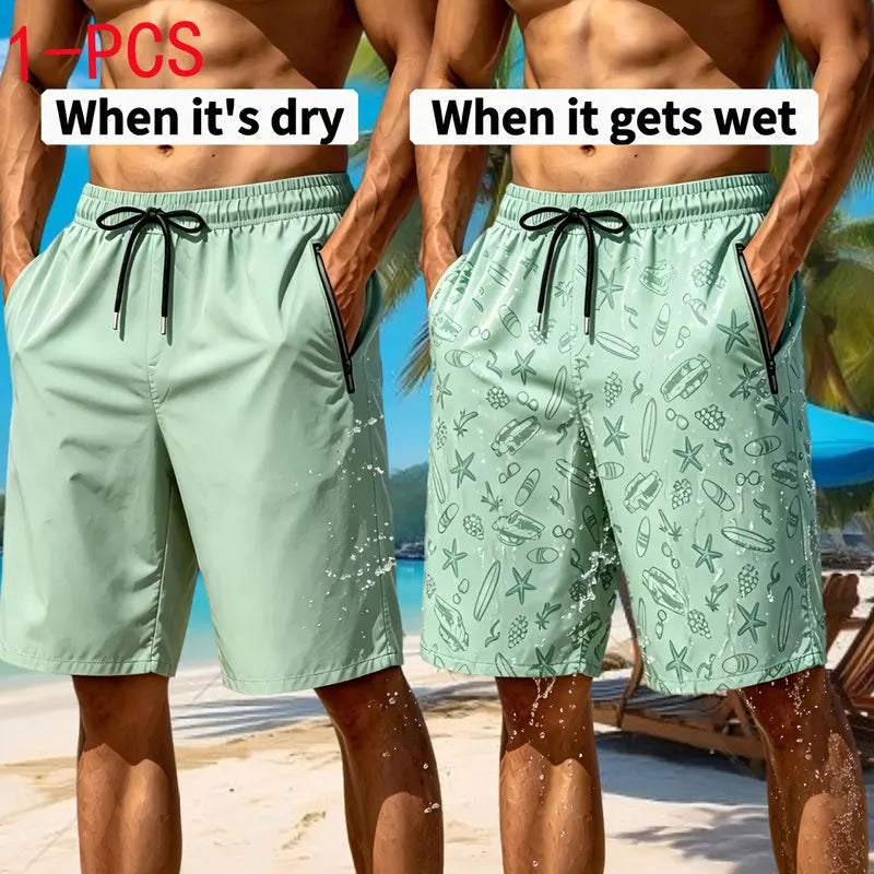 Water Effect Men's Ice Silk Shorts Men's Combat Shorts Summer Sports Underwear Thin Breathable Beach Shorts Sports Pants for Men