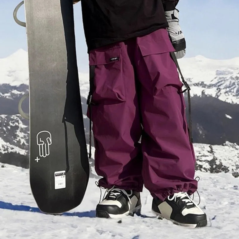Warm Thickened Ski Pants Men Women Skiing Trousers Waterproof American Style Snowboarding Pants