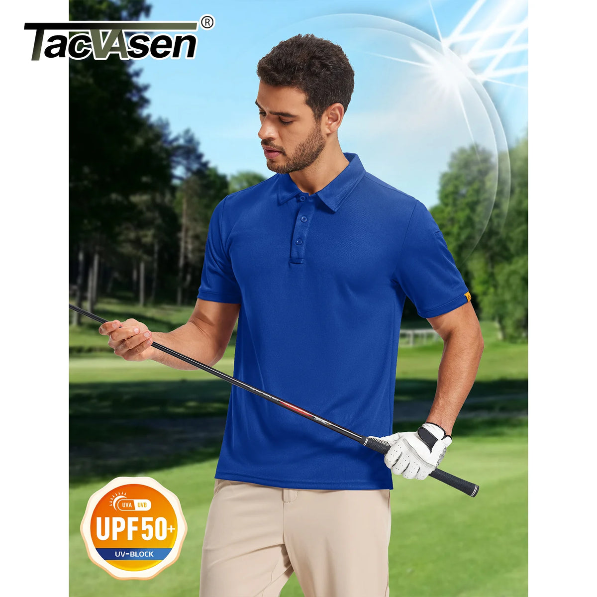 TACVASEN Men's Polo Shirts Short Sleeve Golf Collared Moisture Wicking Athletic Performance Casual UPF 50+ Polos Lightweight