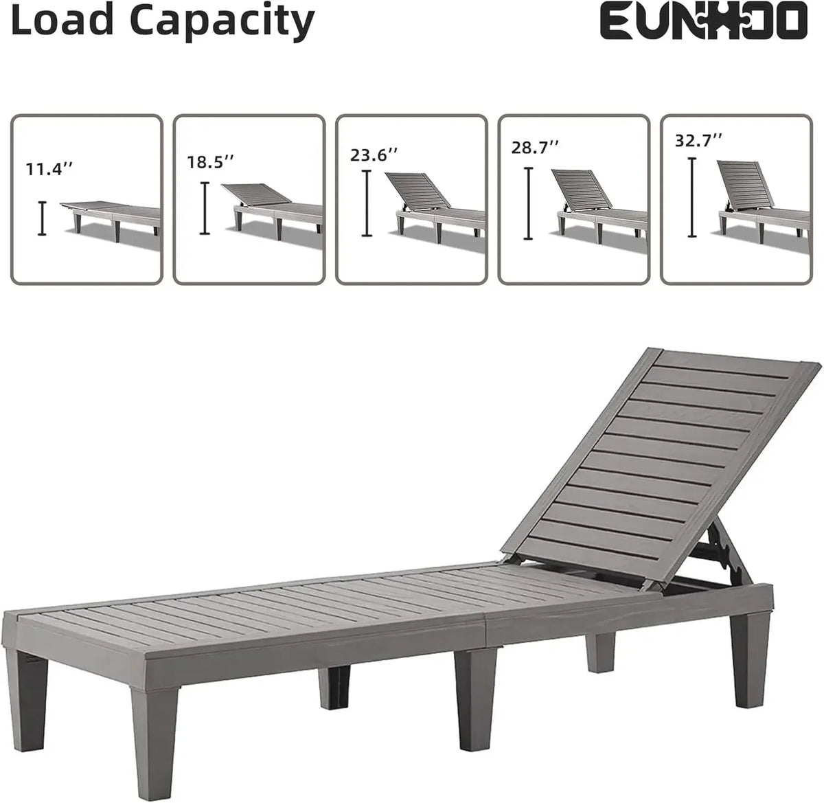 Outdoor Chaise Lounge Set of 2, Adjustable Pool Lounge Chair with 5 Positions Backrest, Waterproof Sun Loungers for Garden Pool