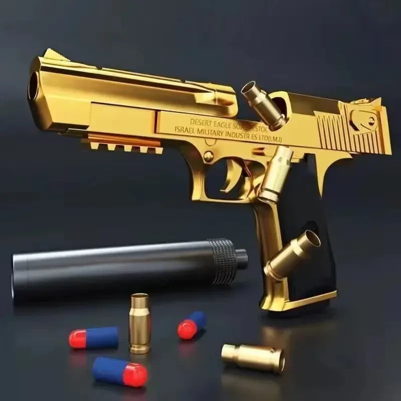 ZZ Powerful Desert Eagle Toy Gun Shell Airsoft Pistol Soft Foam Bullet Outdoor CS Paintball for Shooting Game Birthday Gift