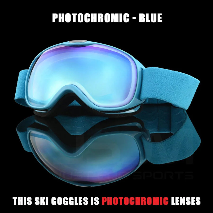 JSJM New Photochromic Kids Ski Goggles Anti-fog Children Snowboard Goggles Double UV400 Skiing Mask Glasses Outdoor Snow Eyewear