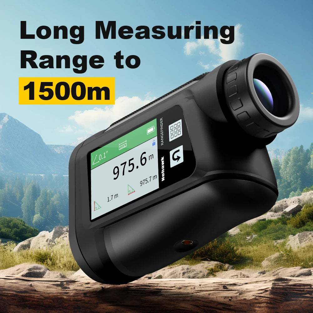 NOHAWK 1500M Laser Rangefinder Voice Broadcast Touchable HD Screen, Distance/Angle/Speed/Scan/Golf Multi Modes for Golf or Hunt