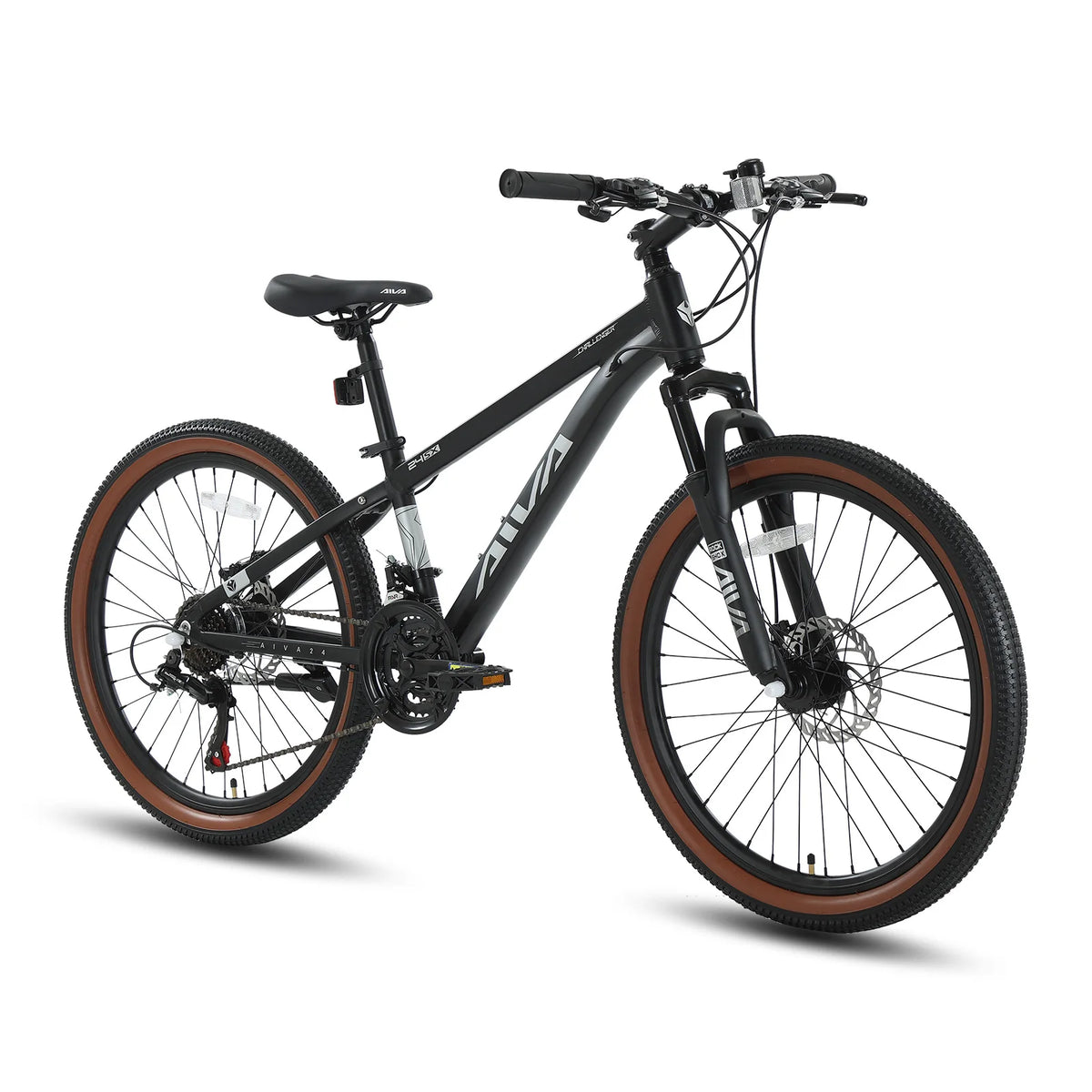 AIVA MT24FS 24 Inch Hardtail MTB, 21 Speed Mountain Bike, Bicycle for Teenagers and Adults, Lightweight Aluminum Frame, Suspension Fork, Front & Rear Disc Brakes