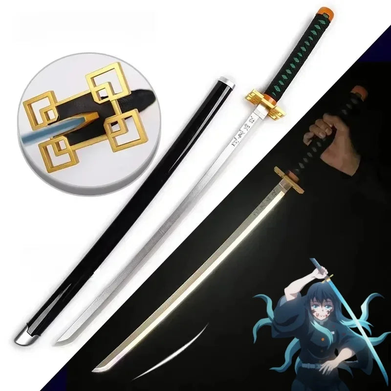 104cm Bright Katana LED Light Sword Kimetsu No Yaiba Anime Cosplay Prop Real Size Japanese Katana Samurai Sabre Demon Slayer