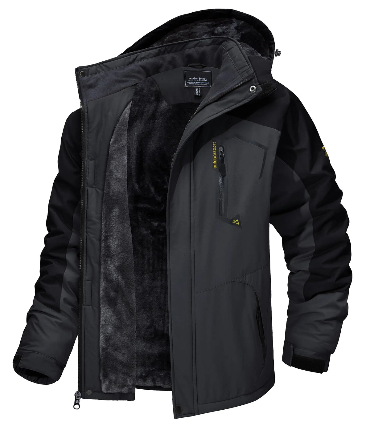 TACVASEN Mens Winter Parka Jackets Waterproof Fleece Lined Warm Ski Coats Outdoor Fishing Padded Jackets With Multiple Pockets