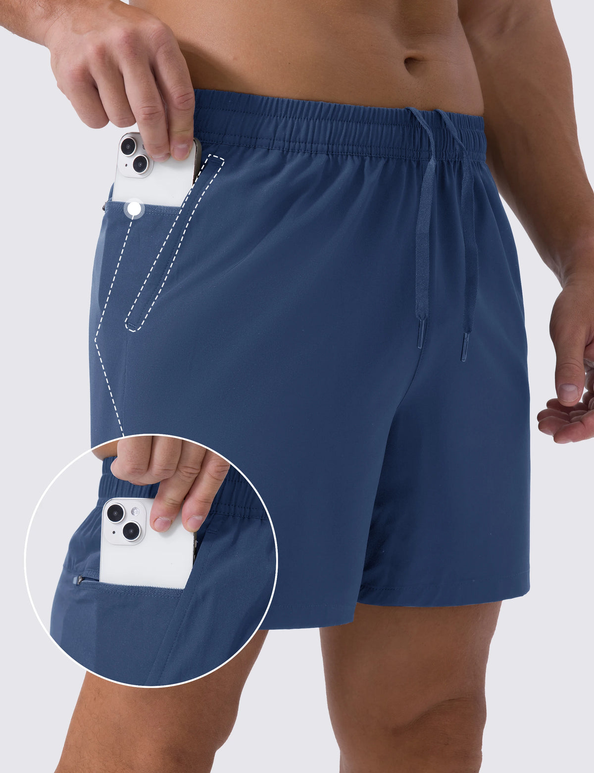 TACVASEN Waterproof Running Shorts with Zipper Pockets Mens Quick Dry Lightweight Workout Shorts Gym Athletic Sport Split Hem
