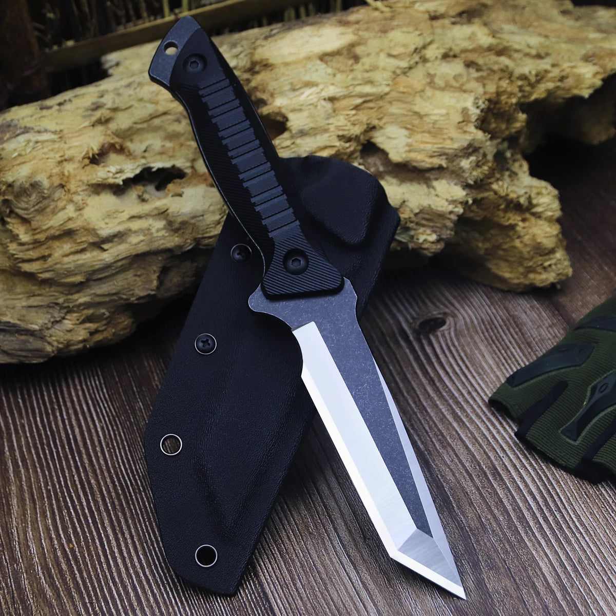 WPKOPYA (USA) 440c full Tang knife, hunting straight knife +K sheath, outdoor tool knife, camping survival knife