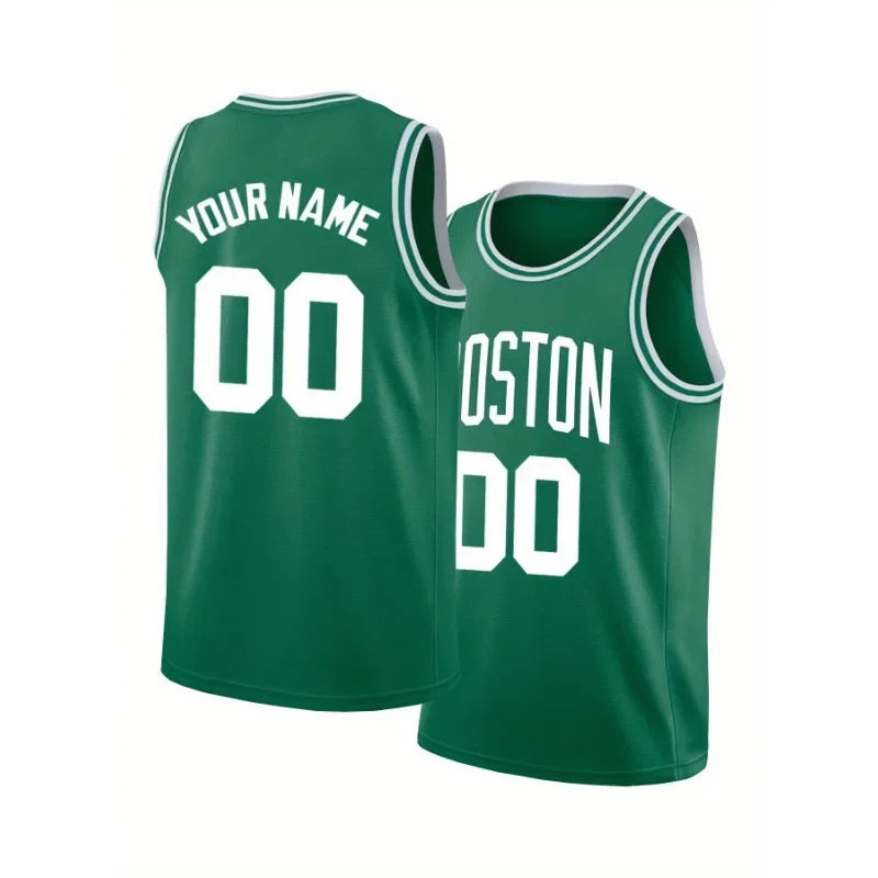 Custom Name & Number Men's Embroidered Basketball Jersey Round Neck Personalized Sleeveless Shirt Men DIY Tank Top