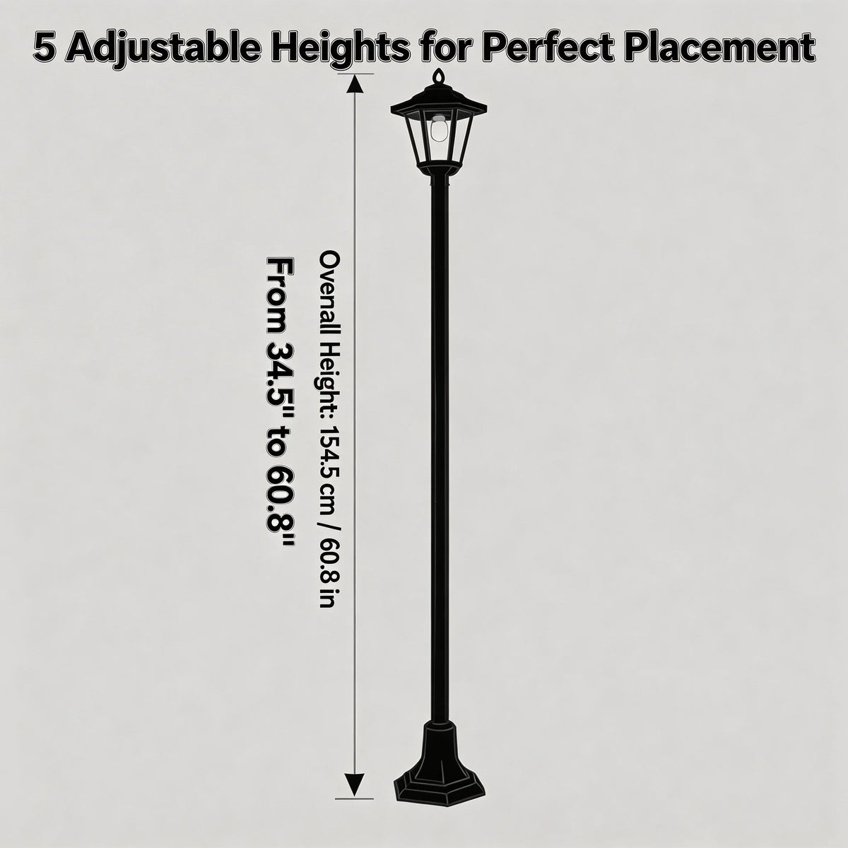 2 Pack Solar Post Lights Outdoor Waterproof, 5 Adjustable Heights Solar Lamp Post Lights, Dusk to Dawn LED Landscape Lighting for Garden Yard Driveway Pathway