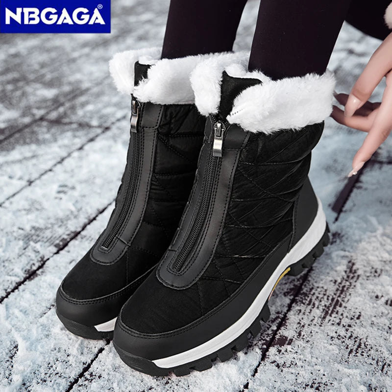 Women's Winter Snow Boots Non-Slip Warm High-Top Cotton Boots Wear-Resistant Comfortable Outdoor Fleece-Lined Walking Boots