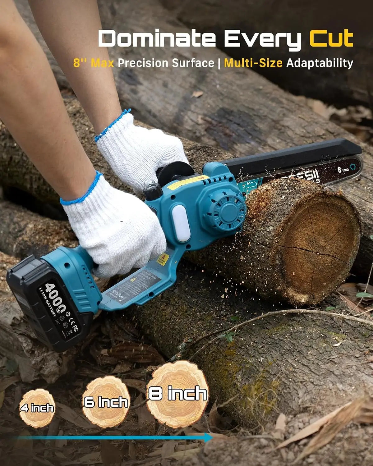 SEESII 8'' Brushless Polesaw Electric Chainsaw with 3M Extension Pole 2 in 1 High Branch Saw Cordless Chainsaw Tree Trimming Limb Cutter Pruner for Makita 18V Battery Pin