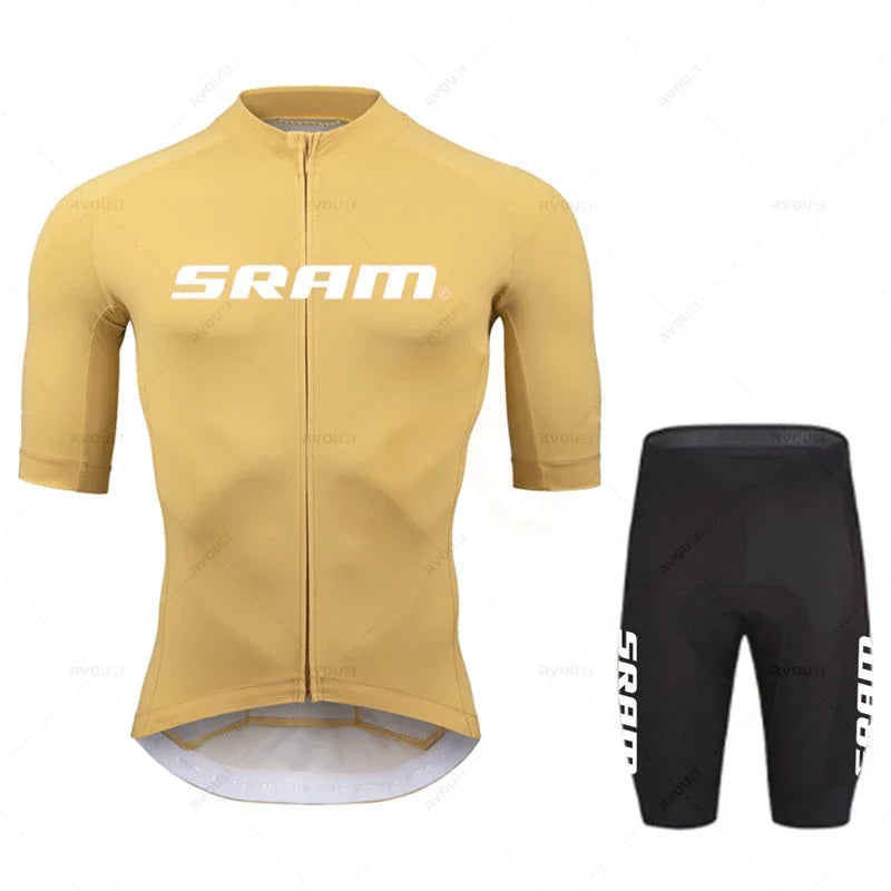 2024 Sram Pro Cycling Jersey Sets Men Bib Shorts Bicycle Short Sleeve Bicicleta Clothing Bike Maillot Ciclismo Hombre Black Sets