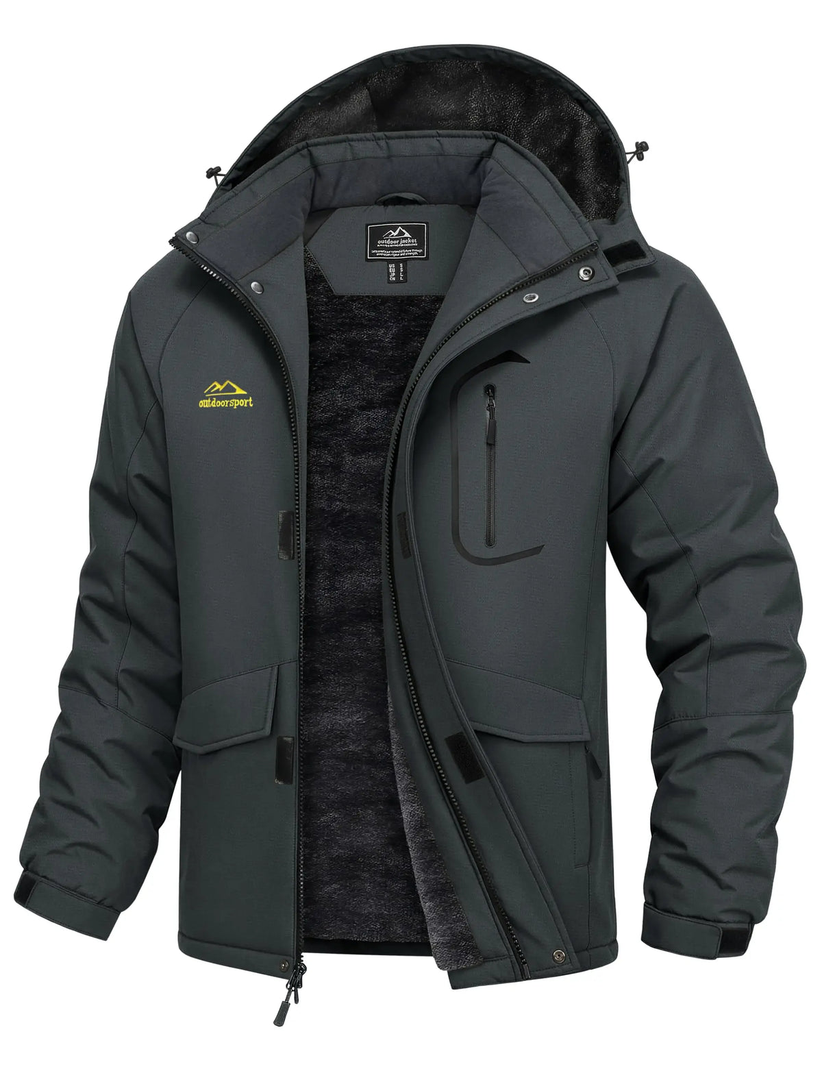 TACVASEN Men's Winter Ski Parka Snow Coat Fleece Lined Waterproof Warm Outdoor Fishing Jacket Windproof Hooded Daily Raincoat