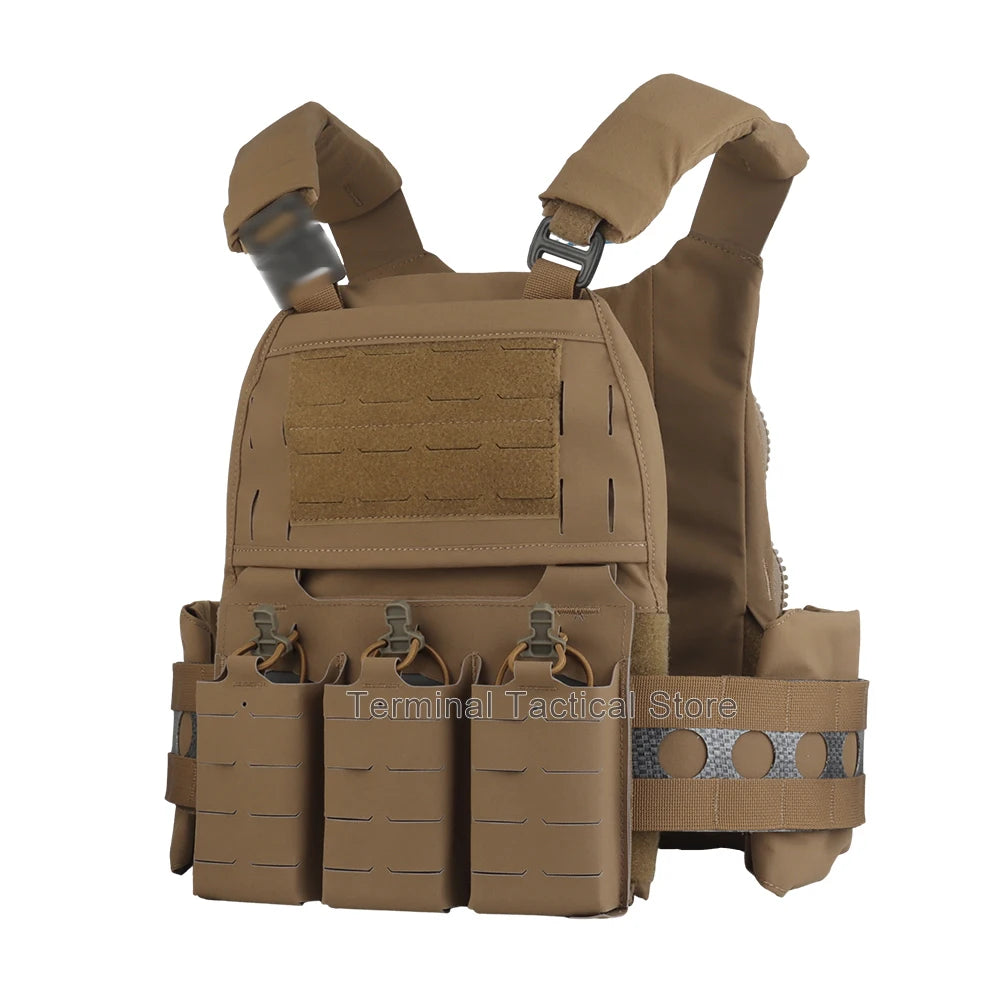 Ferro V5 FCPC Tactical Plate Carrier Quick Release Portable Body Armor Molle Airsoft Hunting Vest with 556 Triple Magazine Pouch