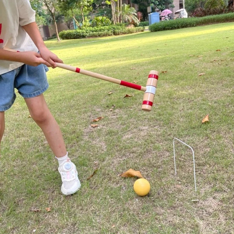 Outdoor Gateball Set Corrosion Resistant Gateball Beech Pole Waterproof Wooden Gateballs Sets Professional Sports Equipments