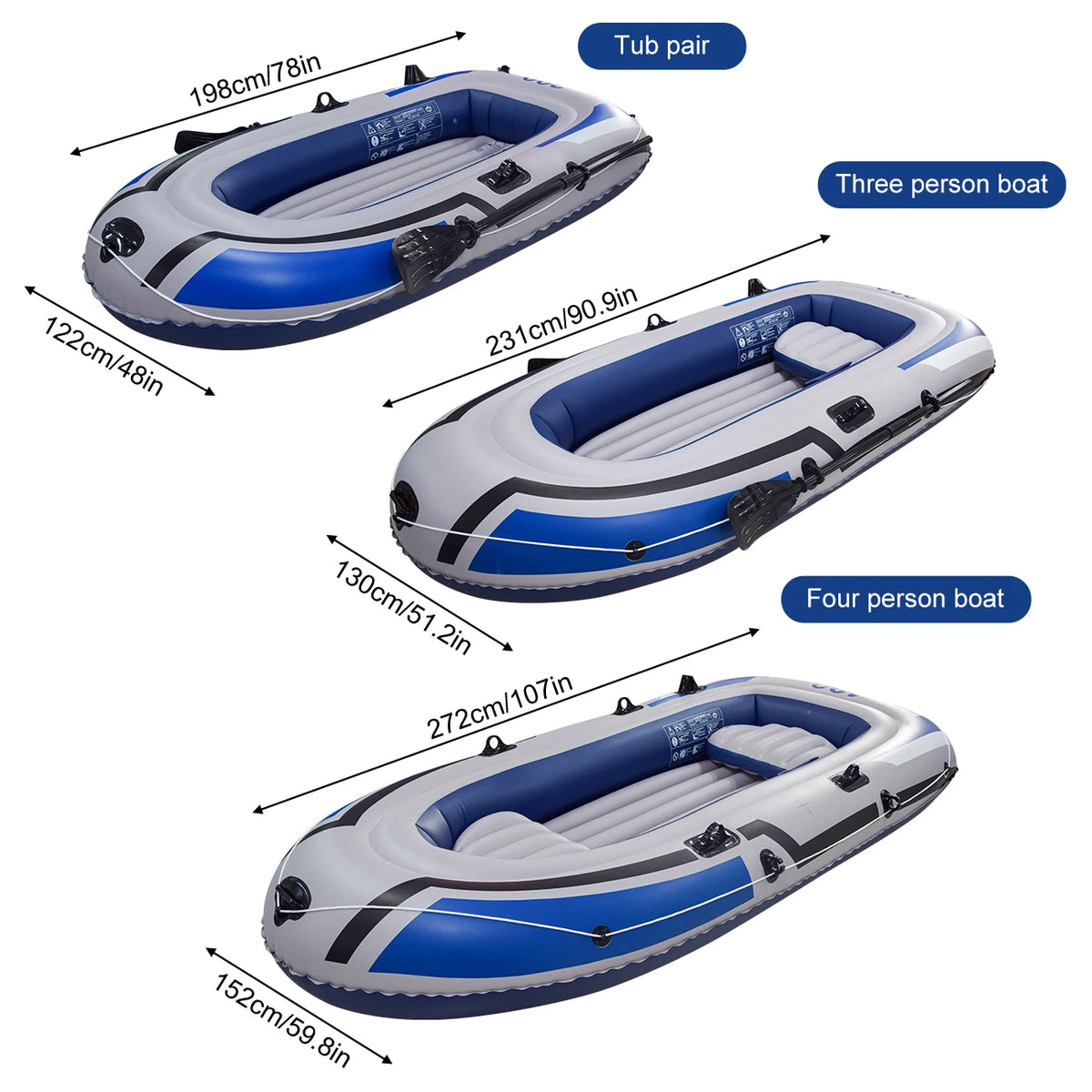 1PC Inflatable Boat, Swimming Pool Lake Float Raft for Adults, Portable Fishing Boat Raft for Lake with Oars Hand Pump