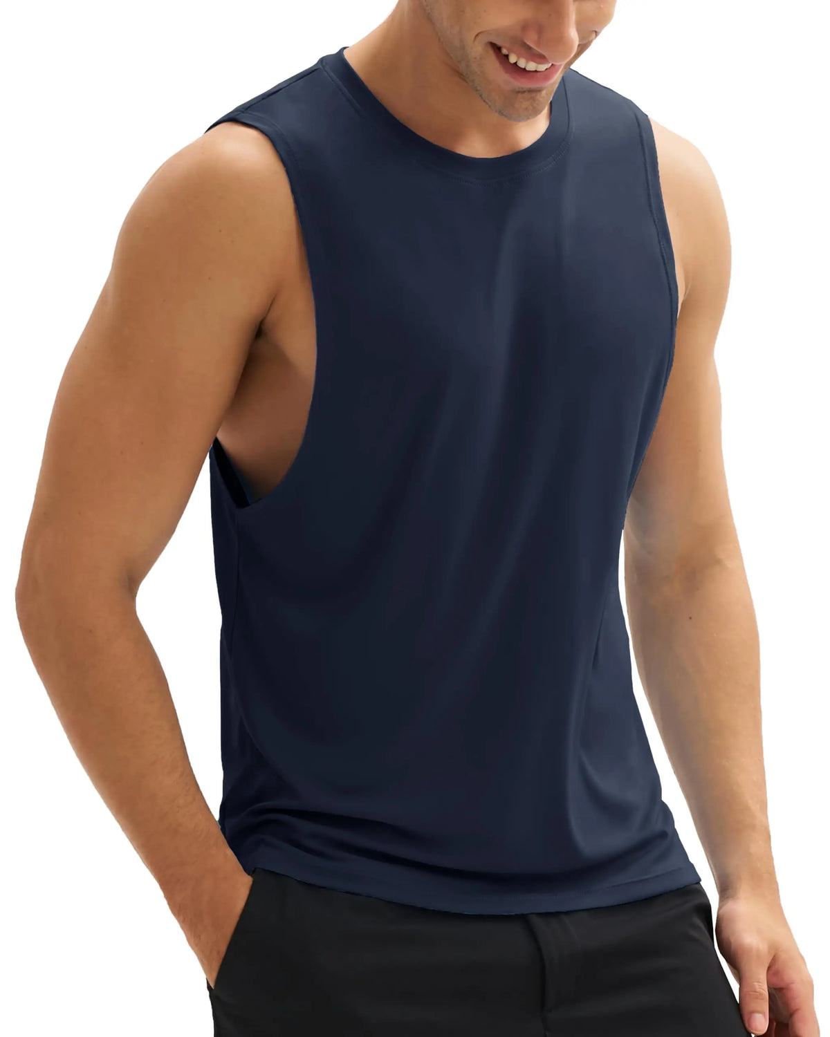 TACVASEN Summer Workout Tank Tops Mens Quick Dry Lightweight Sleeveless Shirts Gym Bodybuilding Muscle Tee Shirt Running Tee
