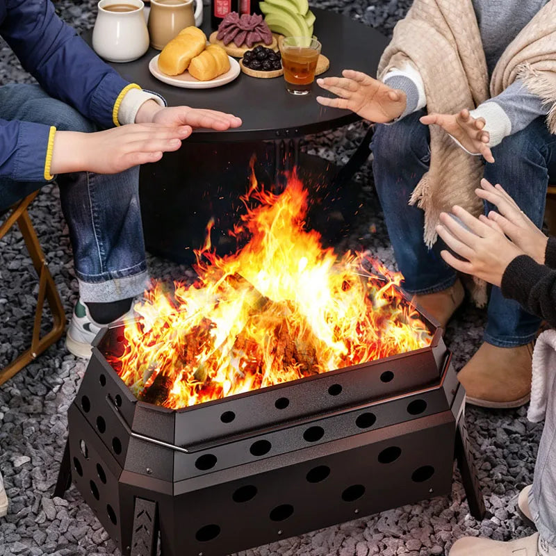 Por Folding Campfire Grill Outdoor Wood Burning Stove for Camping And Hiking Lightweight Charcoal Fire Pit
