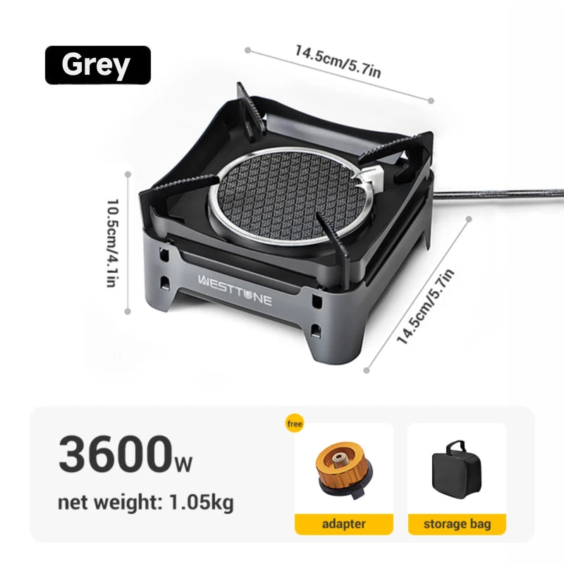 WESTTUNE Camping Cooking Burner Portable 3600W Gas Stove Outdoor Infrared Combustion Stove with Electronic Ignition for Garden