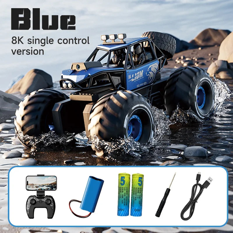 Amphibious 4WD RC Crawler 50Min Run Time IPX7 Waterproof APP and Gesture Control Off Road Drift HD Camera For All Terrain Advent