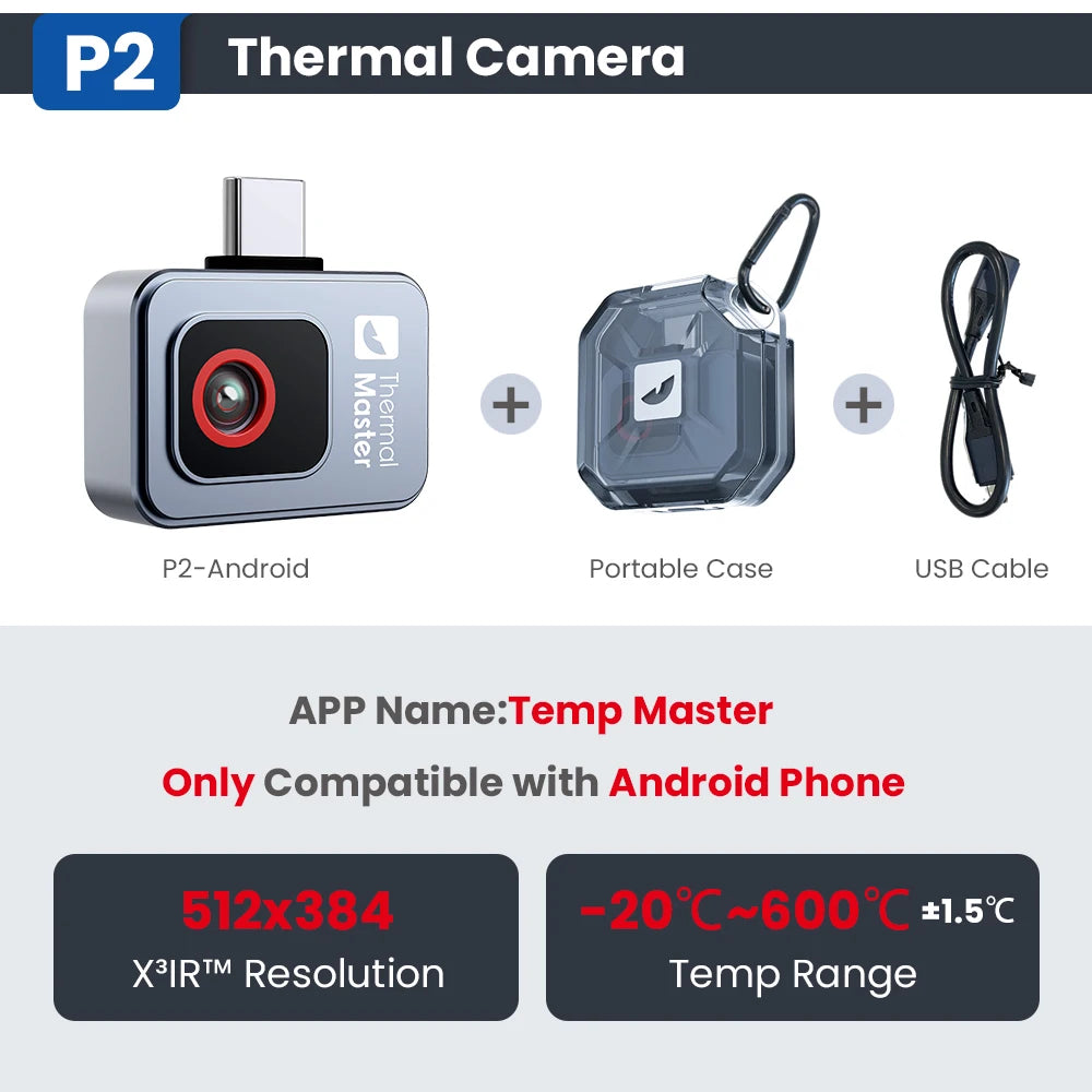 P2//P2Pro Thermal Imager 15X Zoom Infrared Thermal Maging Camera for Phone PCB HVAC Check and Repair Gadget