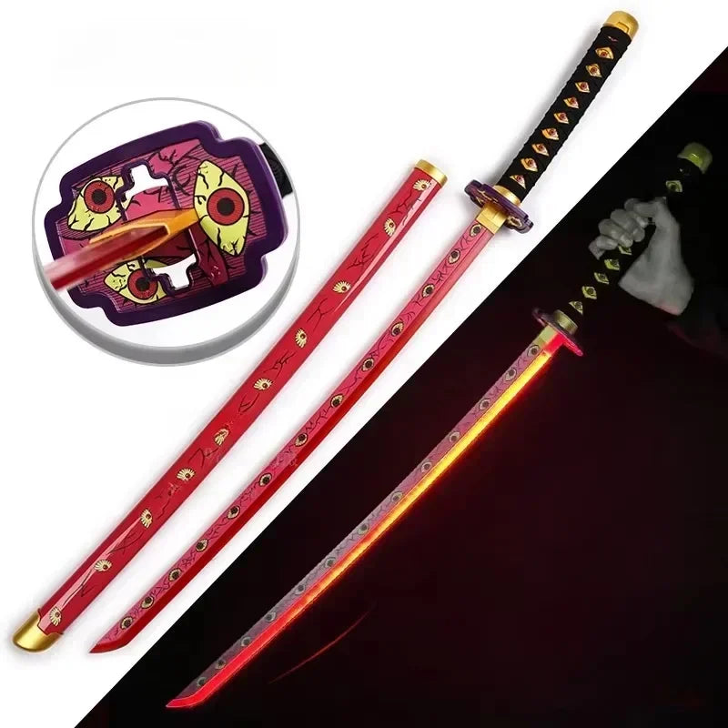 Demon Slayer Glow Katana Set LED Sword Sabre Blade Ninja Knife Safe Unsharpened Decorative Cosplay Display Photo Prop