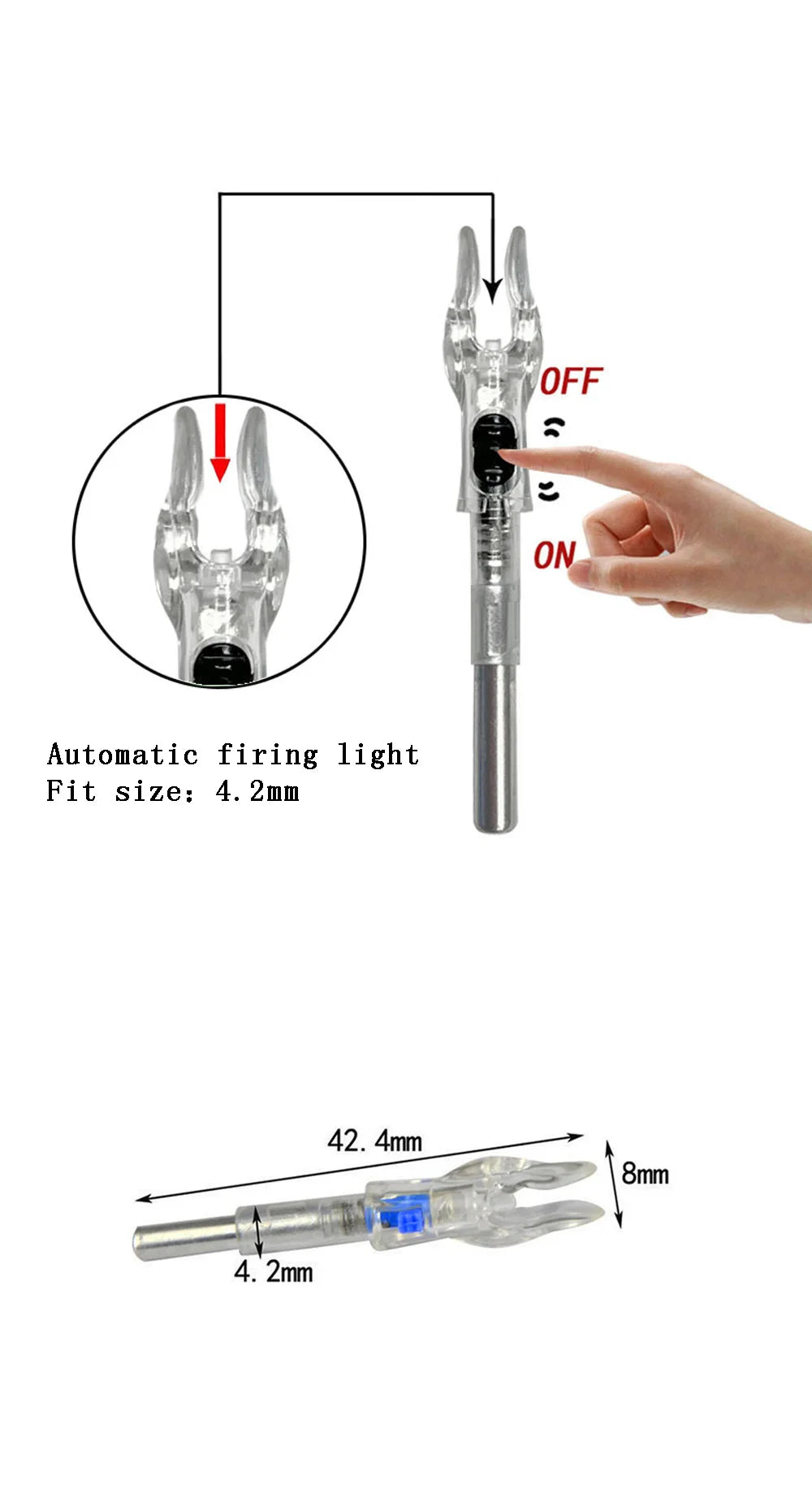 3pcs ID 4.2 MM Arrow Shaft Bow Archery Hunting LED Nock Lighted Luminous Arrow Tail