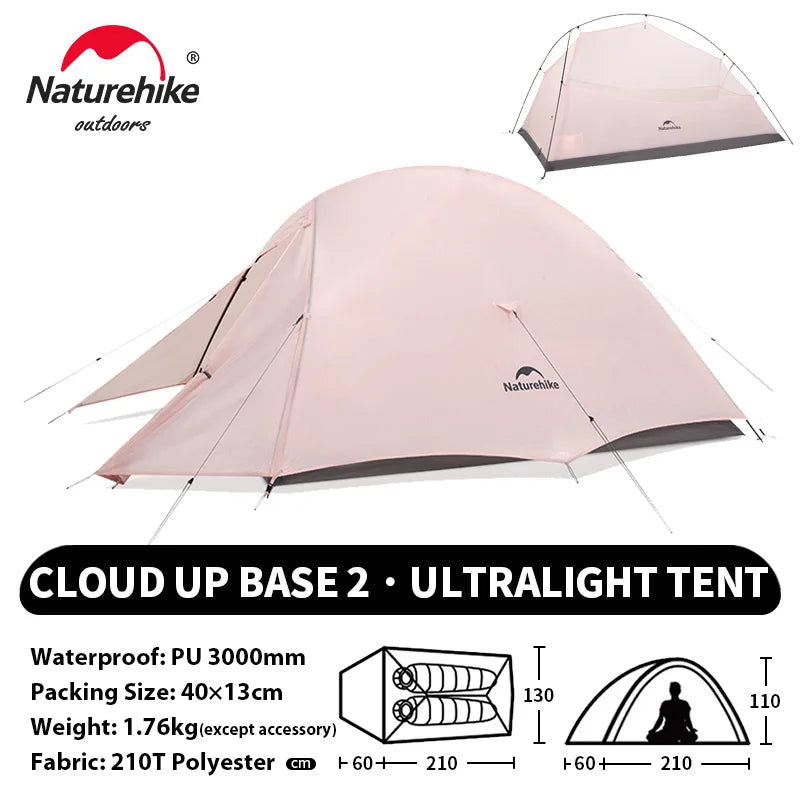 Naturehike Cloud Up 1 2 3 Person Camping Tent Ultralight Waterproof Trekking Tents Hiking Backpacking Shelter Tent Travel Tent