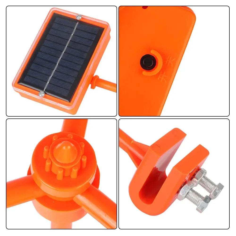 Solar Wind Powered Automatic 360° Rotation Bird Repeller Outdoor Garden Farm Yard Deterrent with Reflective Sound Scare Features